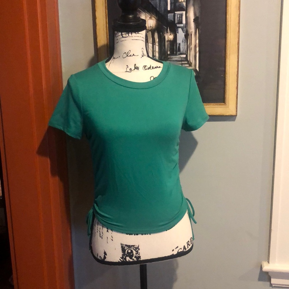 Watermelon Cropped & Ruched Crew Neck T-Shirt
